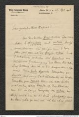 Nachlass Franz Steindachner, Brief und 2 Leihformulare vonP. Pappenheim an Franz Steindachner (25.09.1908), Inv.Nr. 382.05, Seite 1